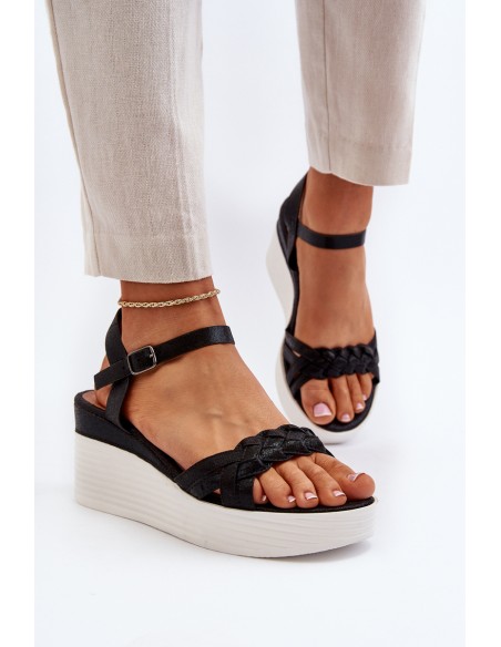 Black Wedge Sandals Esinna