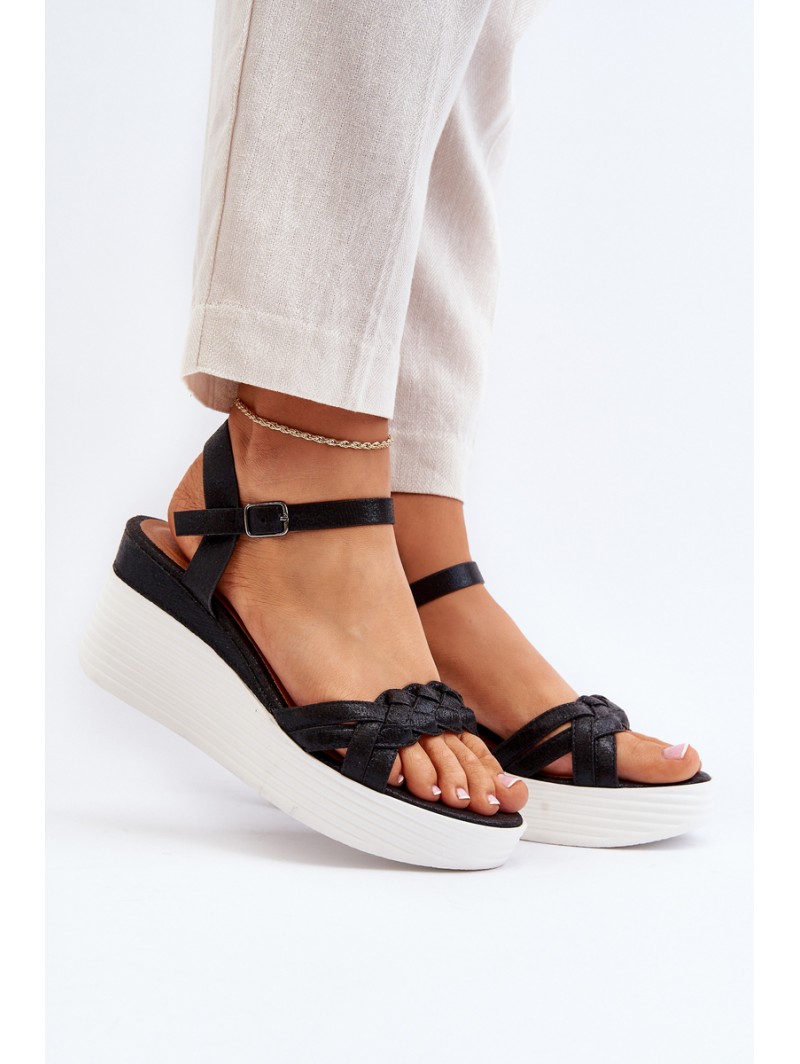 Black Wedge Sandals Esinna