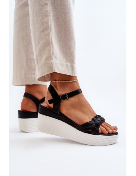 Black Wedge Sandals Esinna