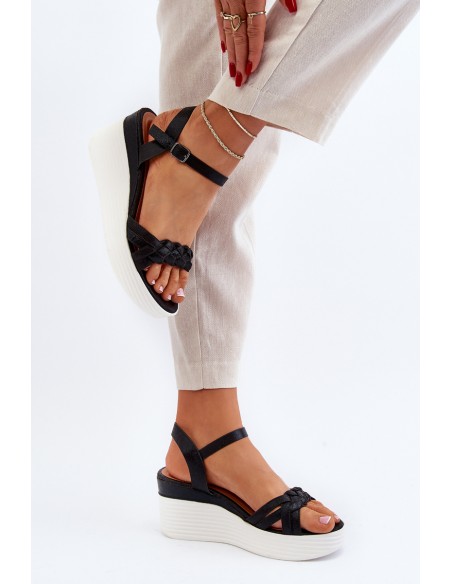 Black Wedge Sandals Esinna