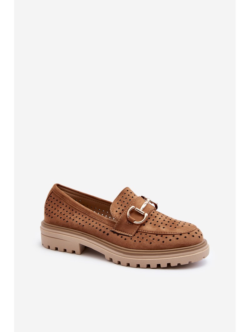 Women's Ajour Moccasins With Ornament Camel Talesse
