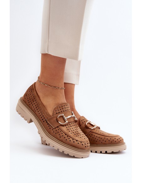 Women's Ajour Moccasins With Ornament Camel Talesse