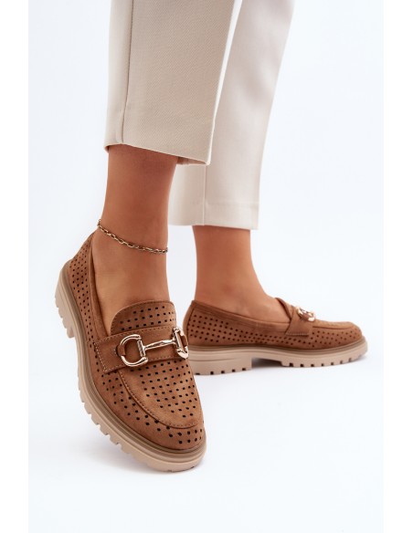 Women's Ajour Moccasins With Ornament Camel Talesse