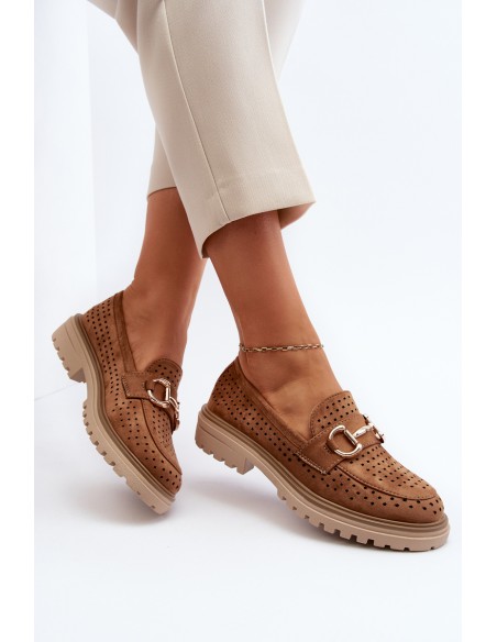 Women's Ajour Moccasins With Ornament Camel Talesse
