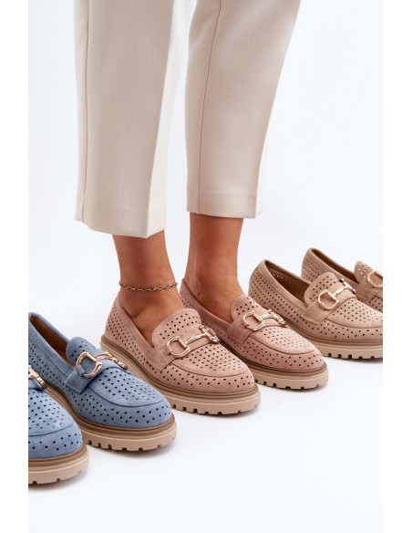 Women's Ajour Moccasins With Ornament Camel Talesse