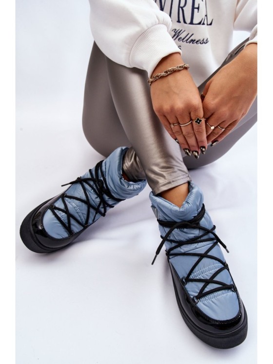 Women's Fashionable Lace-up Snow Boots Blue Carrios 2