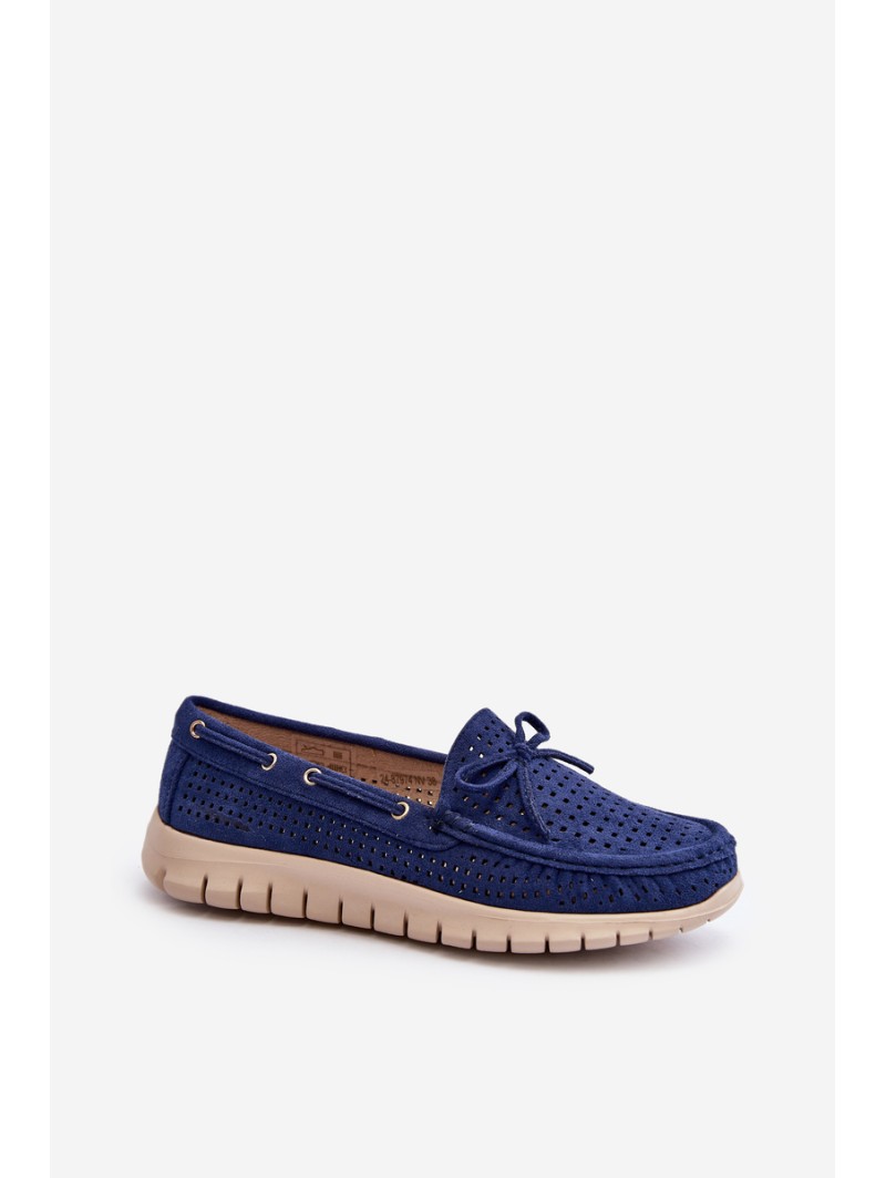 Women's Moccasins with Bow Navy Blue Reece Women's Moccasins with Bow Navy Blue Reece