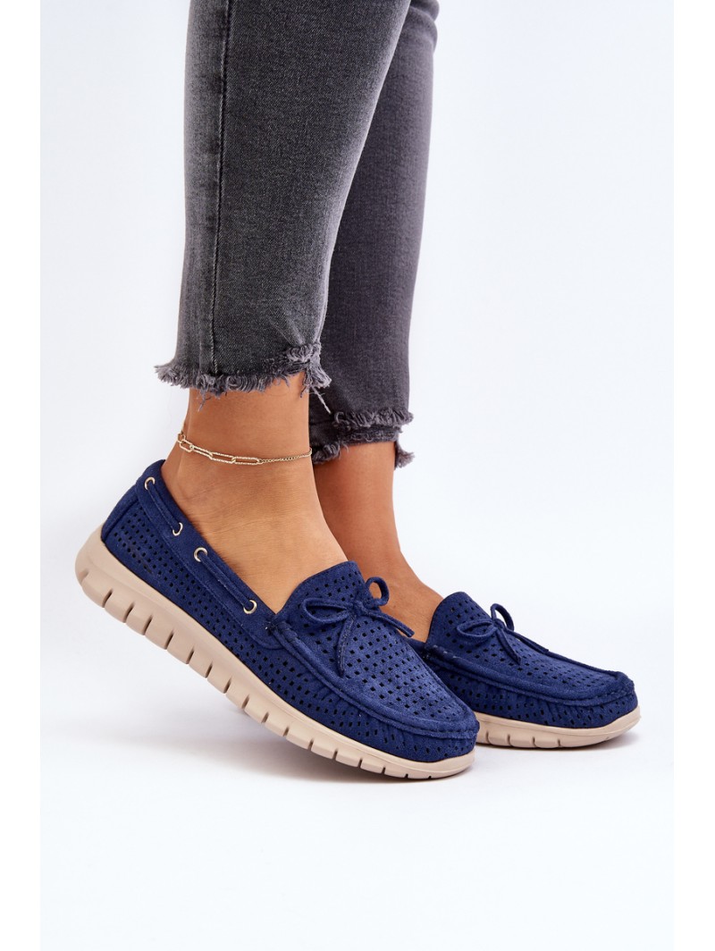 Women's Moccasins with Bow Navy Blue Reece Women's Moccasins with Bow Navy Blue Reece