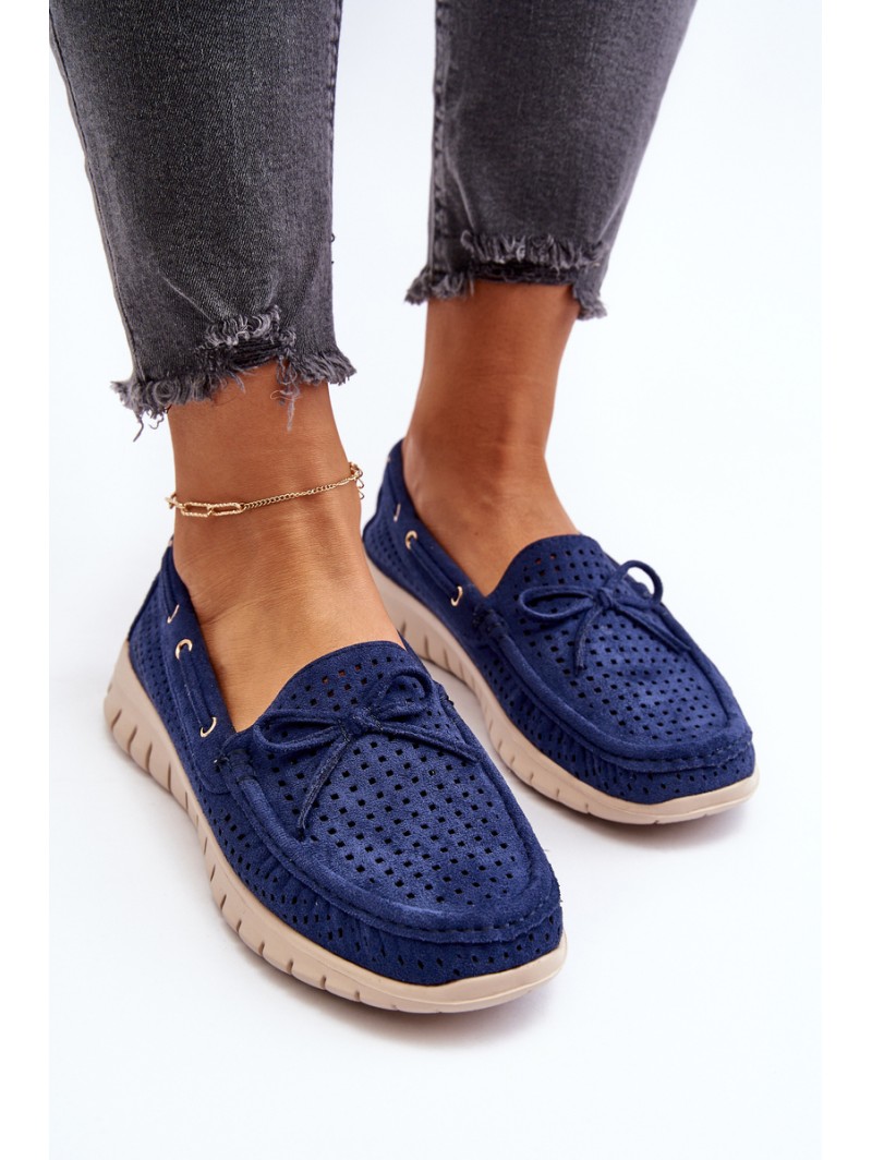 Women's Moccasins with Bow Navy Blue Reece Women's Moccasins with Bow Navy Blue Reece