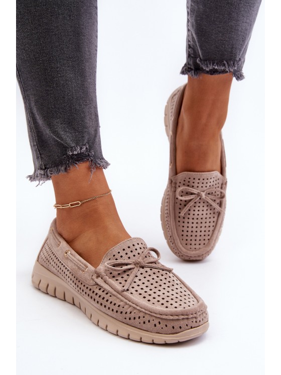 Women's Beige Loafers With Bow Reece