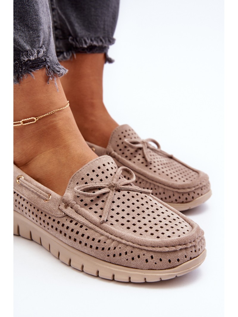 Women's Beige Loafers With Bow Reece Women's Beige Loafers With Bow Reece