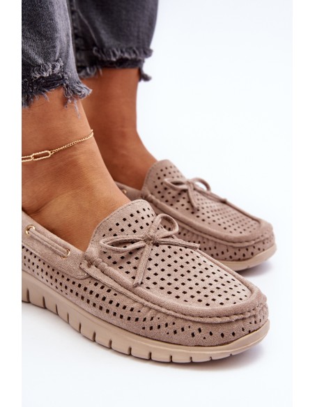 Women's Beige Loafers With Bow Reece