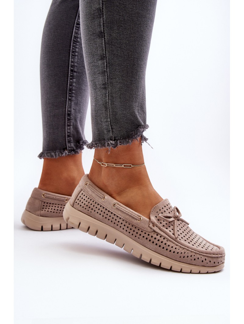Women's Beige Loafers With Bow Reece Women's Beige Loafers With Bow Reece