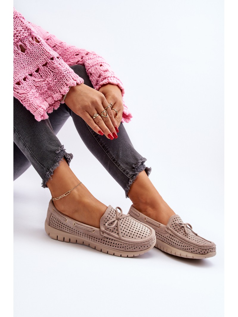 Women's Beige Loafers With Bow Reece Women's Beige Loafers With Bow Reece