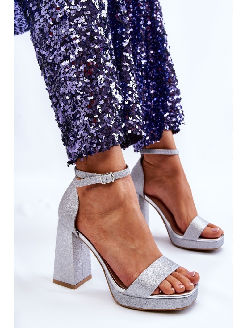 Shiny Sandals On A Massive Heel Silver Calmi