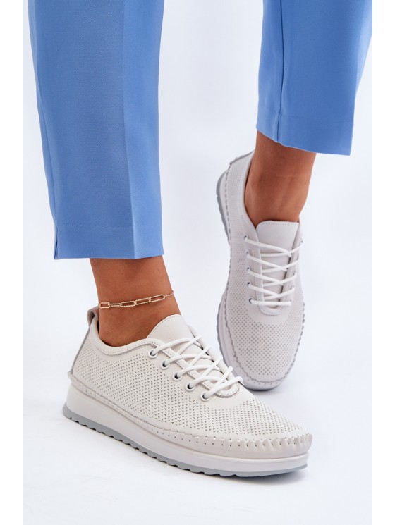 Leather Women's Sports Sneakers Beige Lalnai