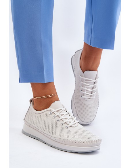 Leather Women's Sports Sneakers Beige Lalnai