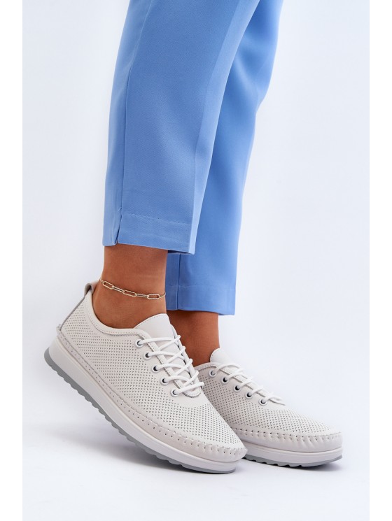 Leather Women's Sports Sneakers Beige Lalnai 2
