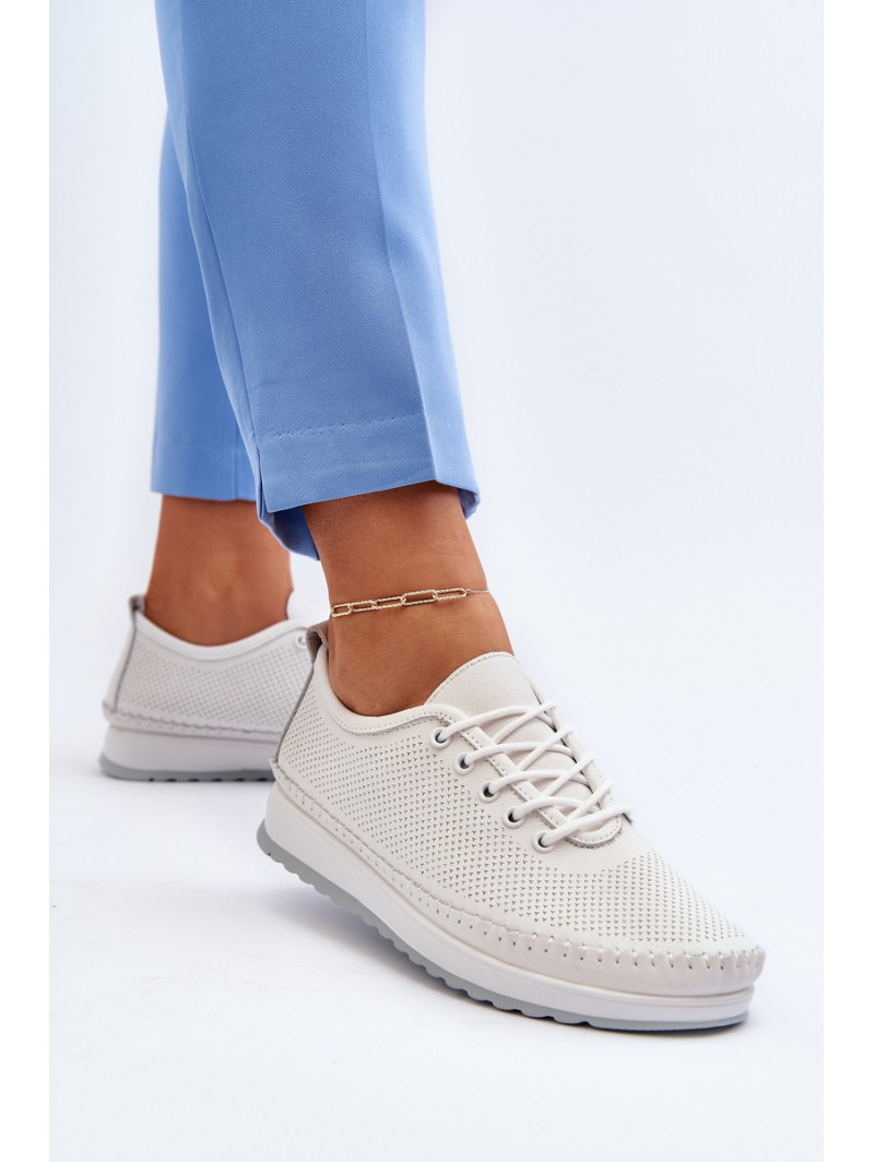 Leather Women's Sports Sneakers Beige Lalnai