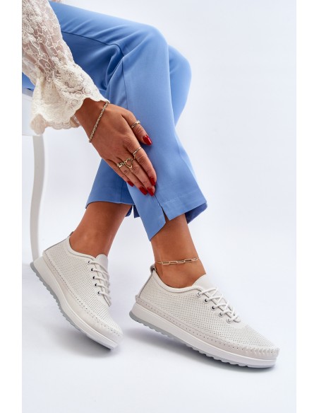 Leather Women's Sports Sneakers Beige Lalnai