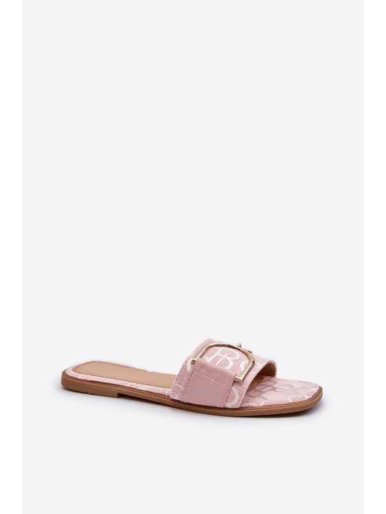 Shiny Women's Slippers With Decoration Pink Taleci