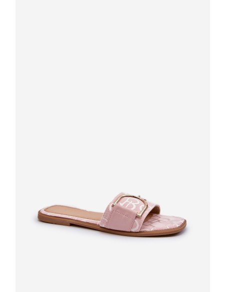 Shiny Women's Slippers With Decoration Pink Taleci