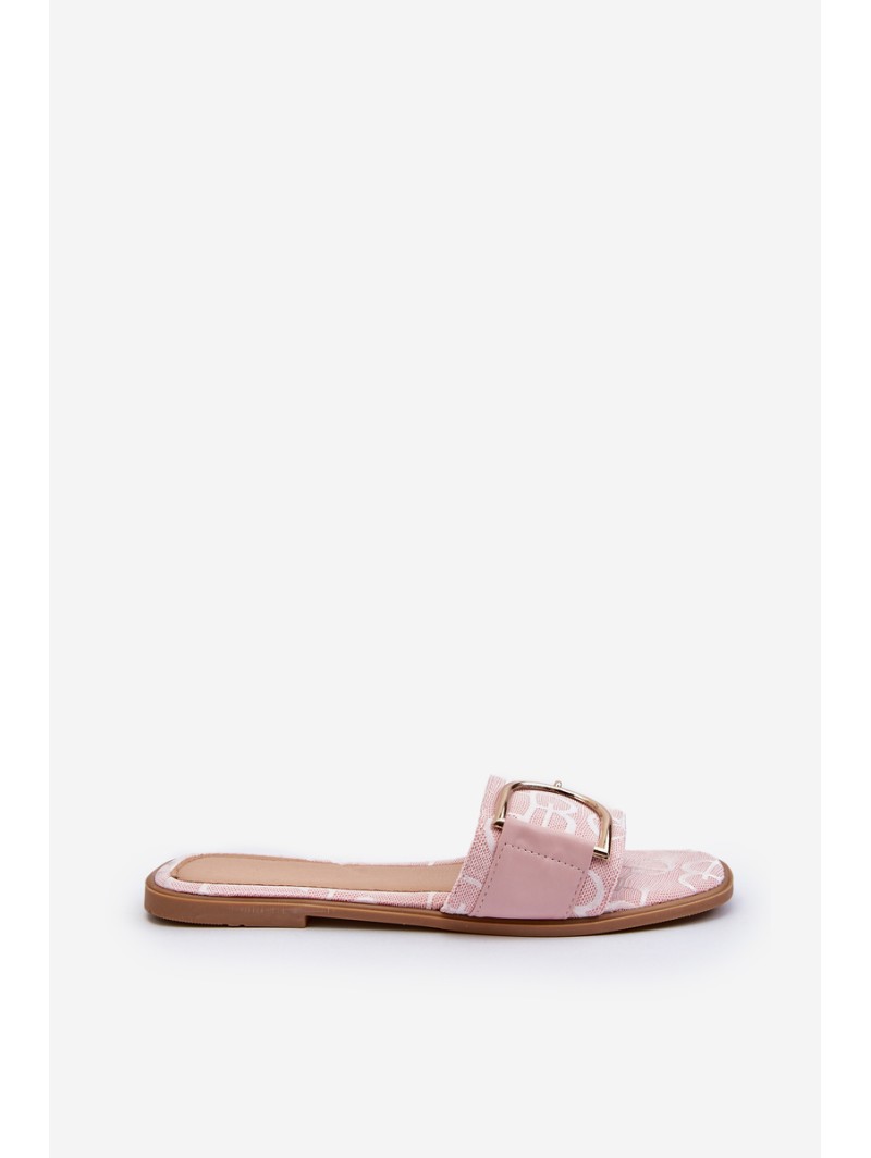 Shiny Women's Slippers With Decoration Pink Taleci