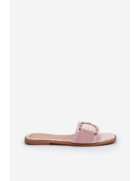 Shiny Women's Slippers With Decoration Pink Taleci