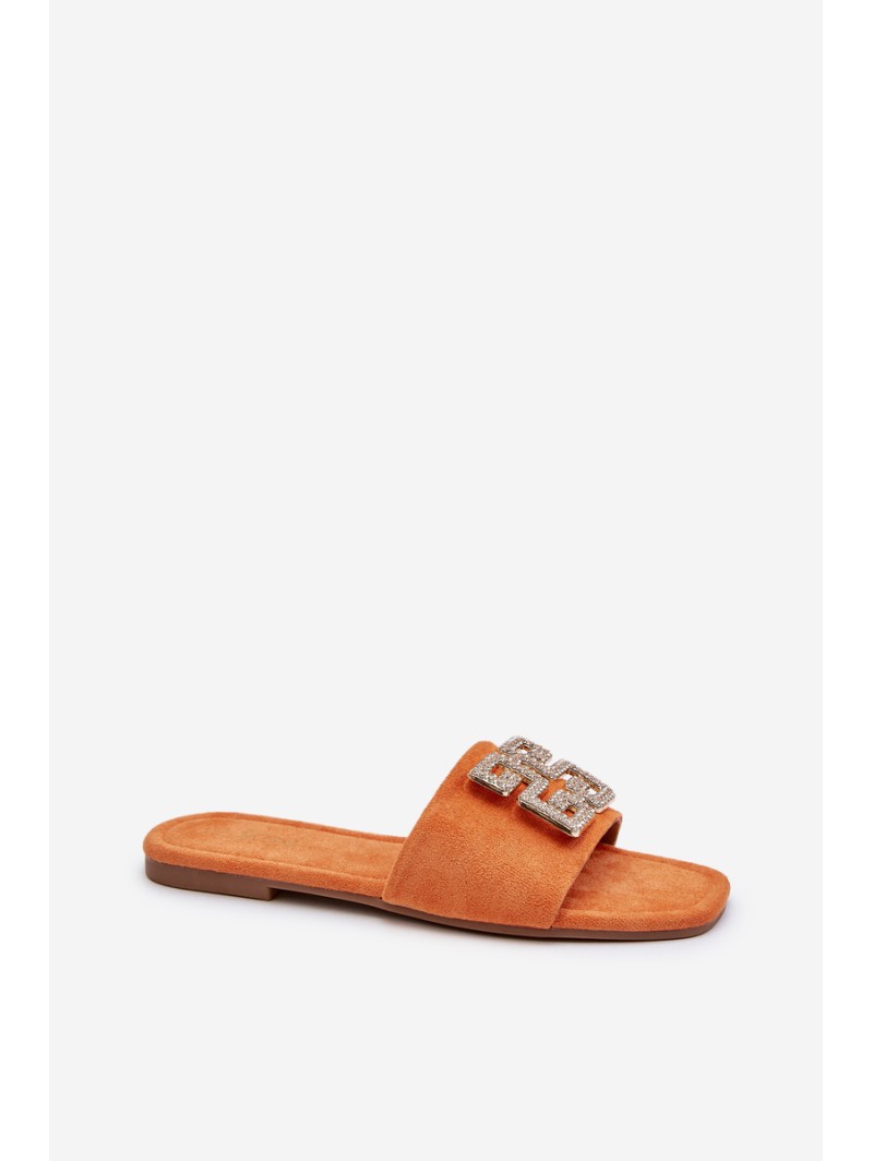 Women's Flat Sandals with Orange Decoration Inaile