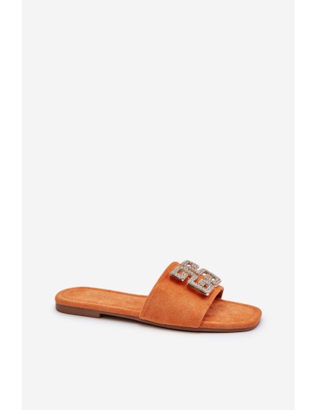 Women's Flat Sandals with Orange Decoration Inaile