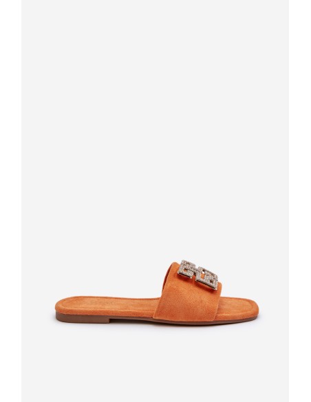 Women's Flat Sandals with Orange Decoration Inaile