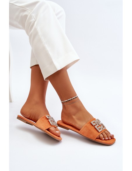 Women's Flat Sandals with Orange Decoration Inaile
