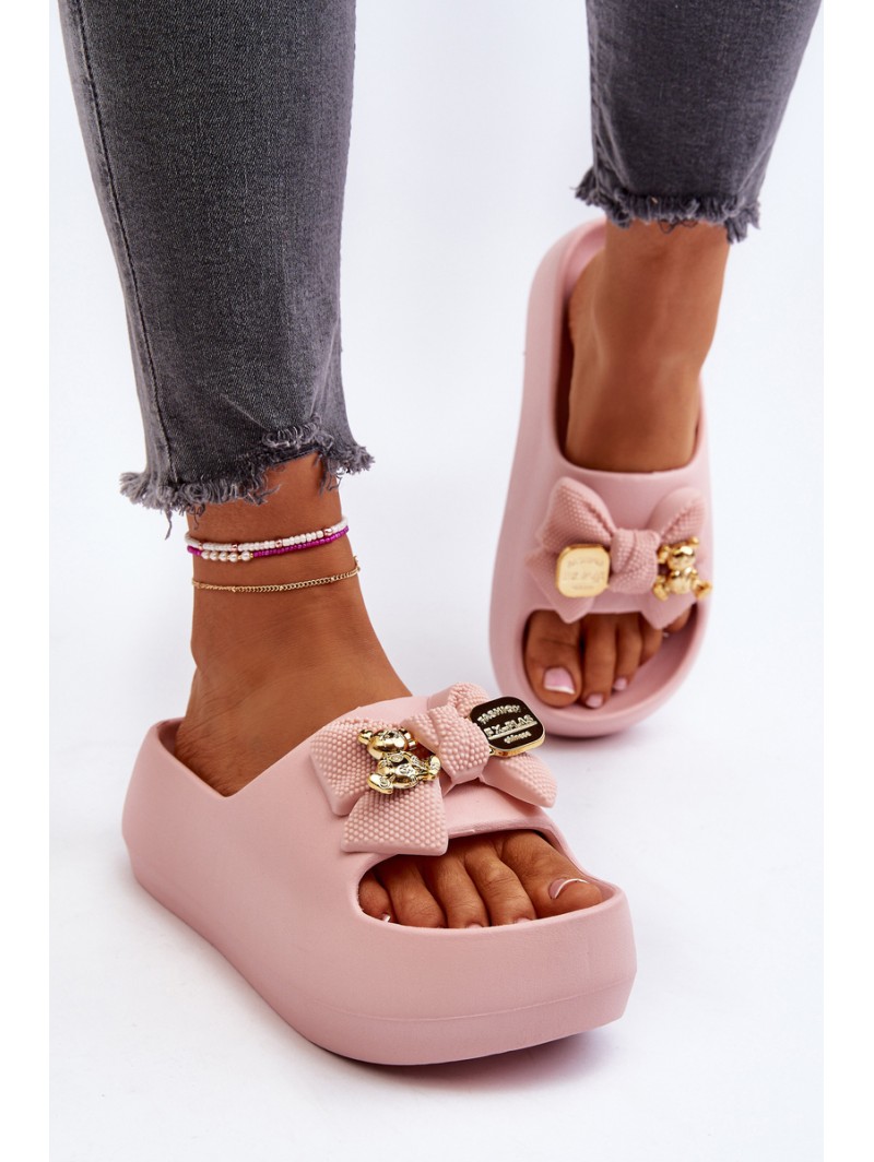 Women's Foam Flip Flops with Bow Pink Salessa