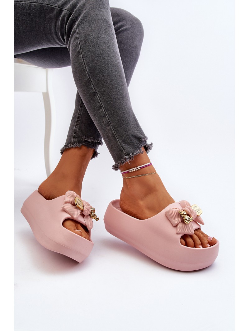 Women's Foam Flip Flops with Bow Pink Salessa