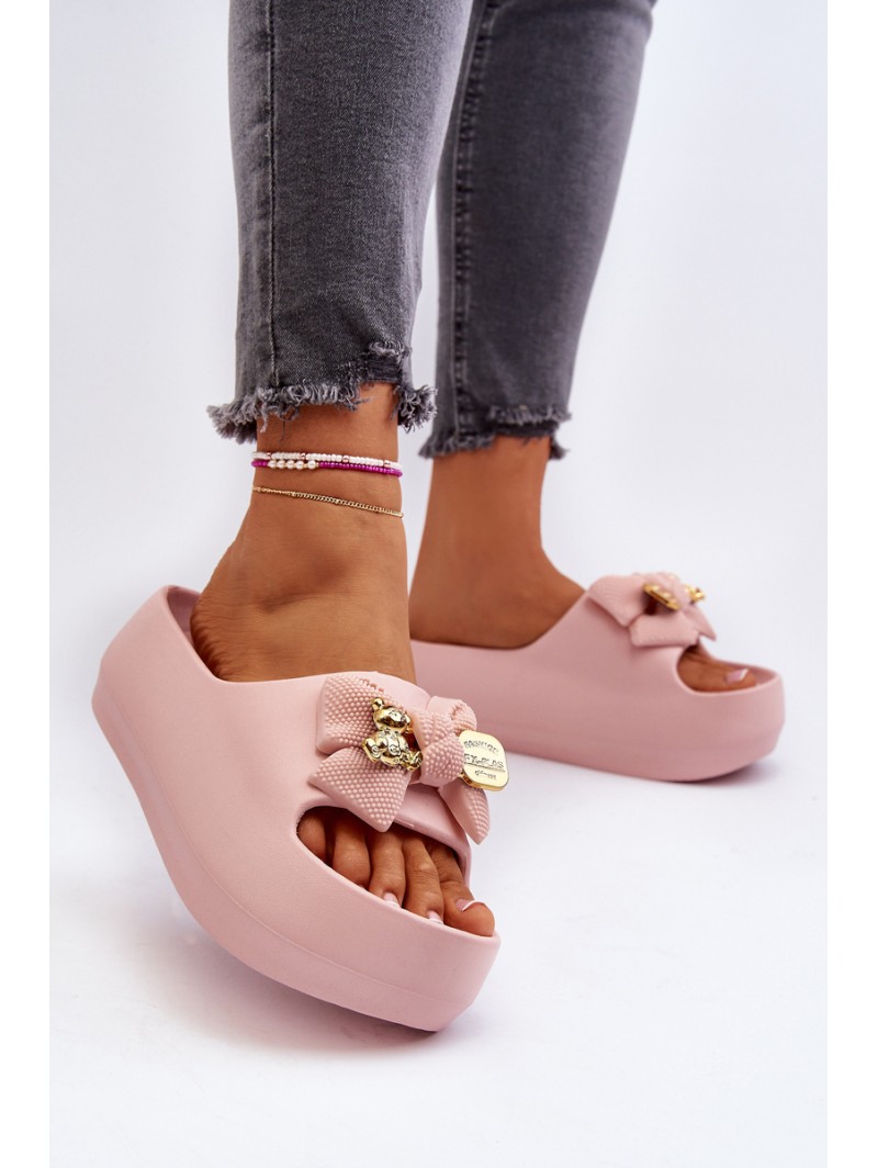 Women's Foam Flip Flops with Bow Pink Salessa