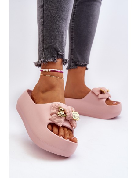 Women's Foam Flip Flops with Bow Pink Salessa