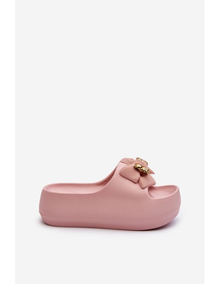 Women's Foam Flip Flops with Bow Pink Salessa