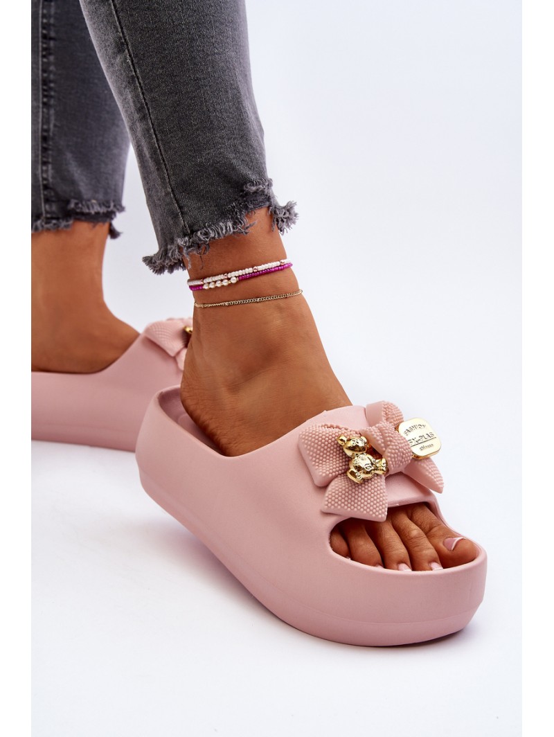 Women's Foam Flip Flops with Bow Pink Salessa