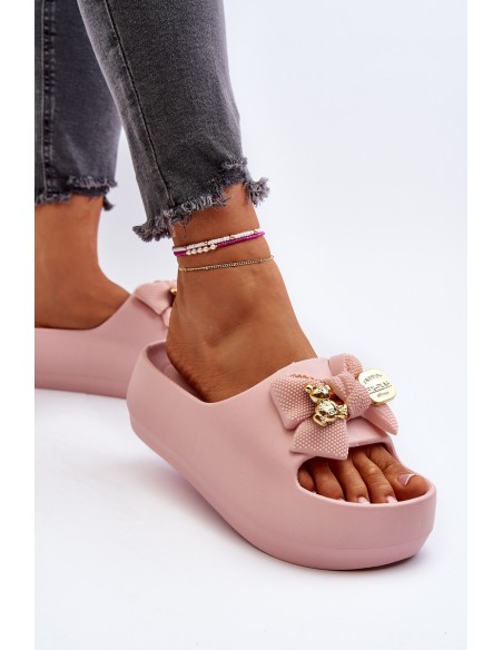 Women's Foam Flip Flops with Bow Pink Salessa