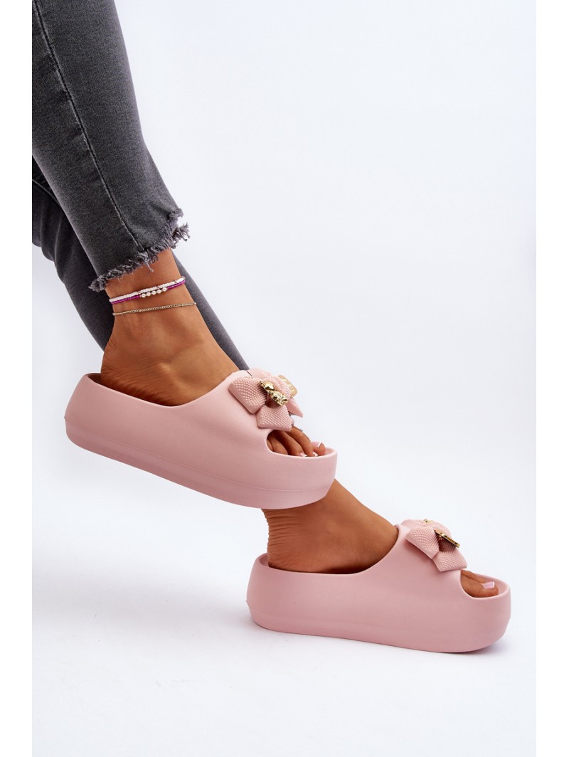 Women's Foam Flip Flops with Bow Pink Salessa