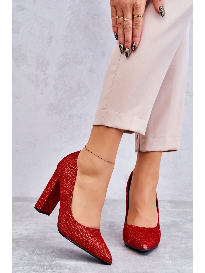 Shiny Pumps On Heel Red Elmira