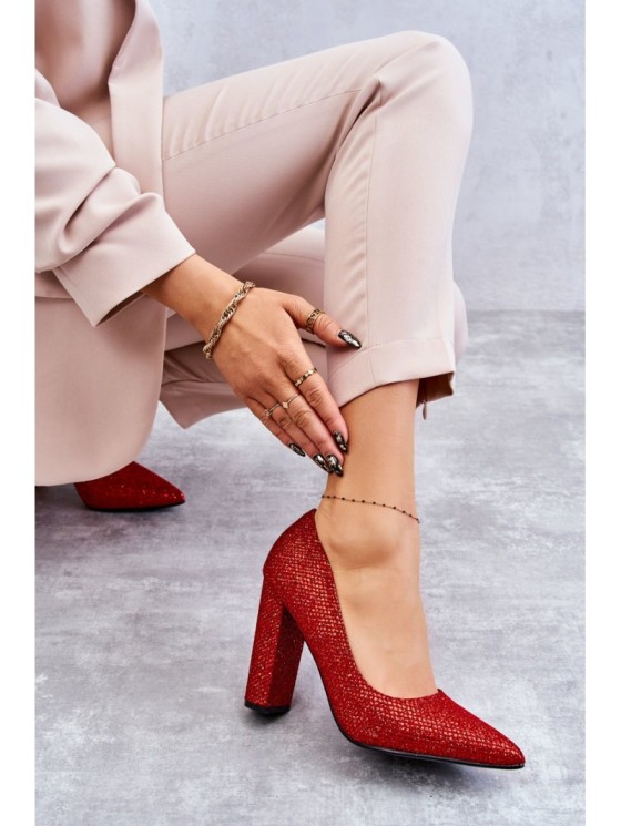 Shiny Pumps On Heel Red Elmira 2