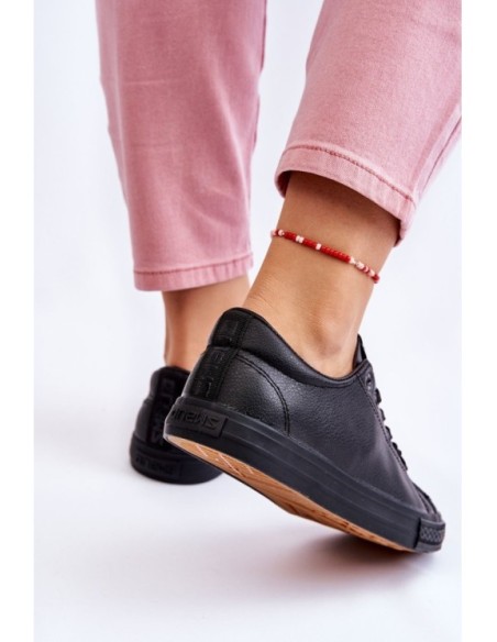 Women's Classic Leather Sneakers Black Misima