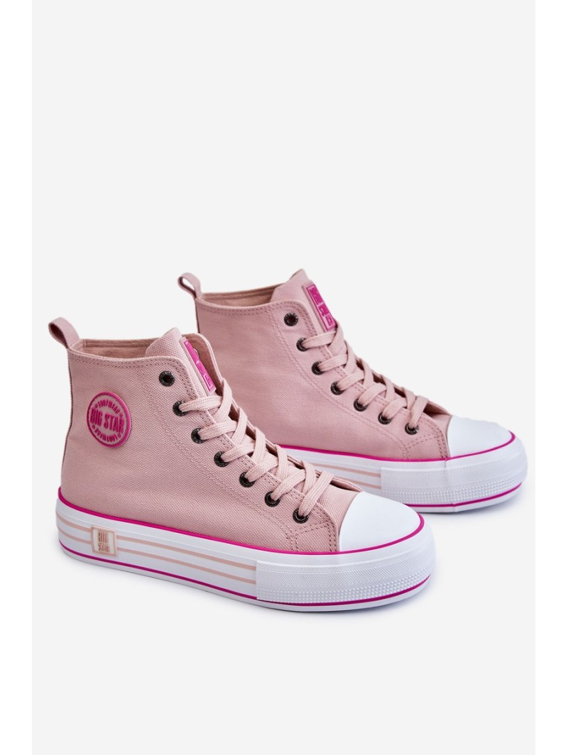 Women's High Textile Platform Sneakers Big Star LL274186 Pink