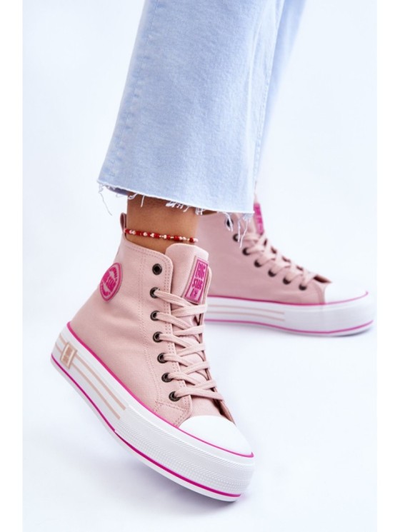 Women's High Textile Platform Sneakers Big Star LL274186 Pink 2