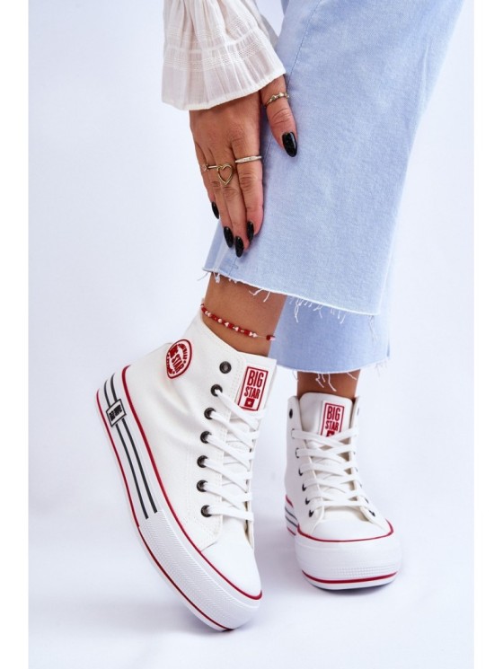 Women's High Textile Platform Sneakers Big Star LL274185 White 2