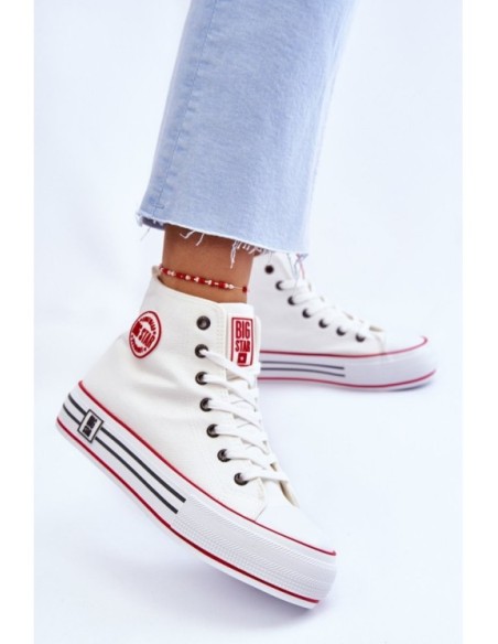 Women's High Textile Platform Sneakers Big Star LL274185 White