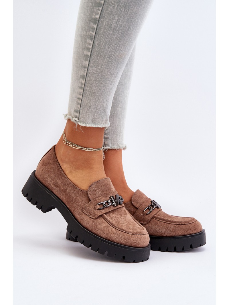 Women's Leather Moccasins with Decoration Dark Green Loraleima