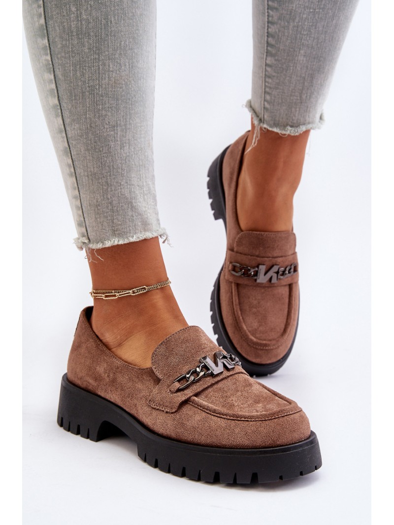 Women's Leather Moccasins with Decoration Dark Green Loraleima