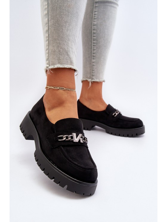 Black Suede Women's Moccasins with Decoration Loraleima